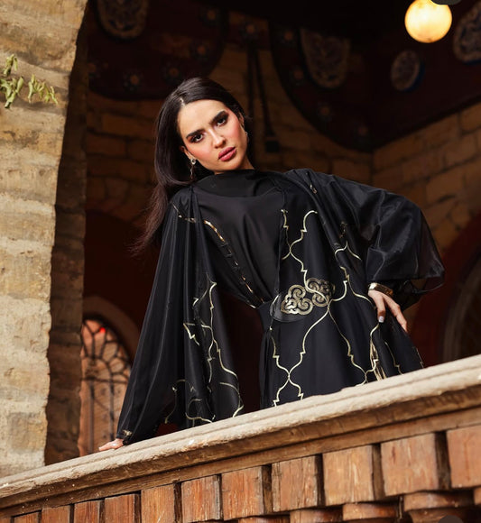 Black Tulle embroidery kaftan