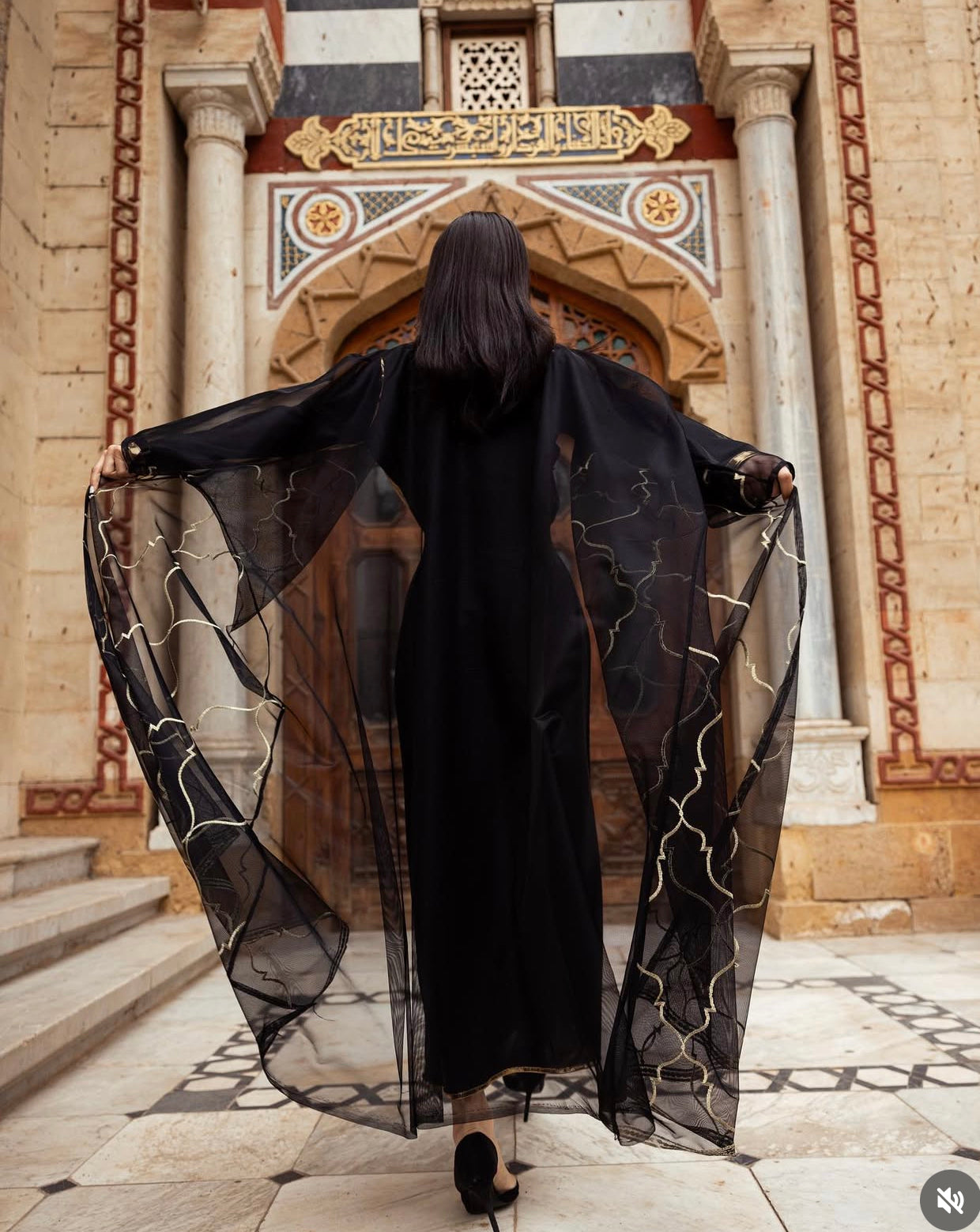 Black Tulle embroidery kaftan