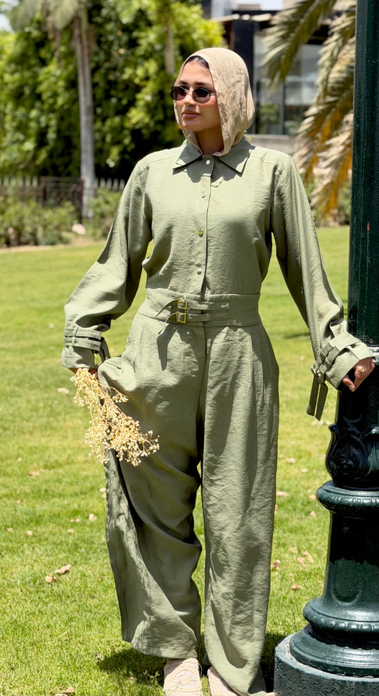 The olive jumpsuit