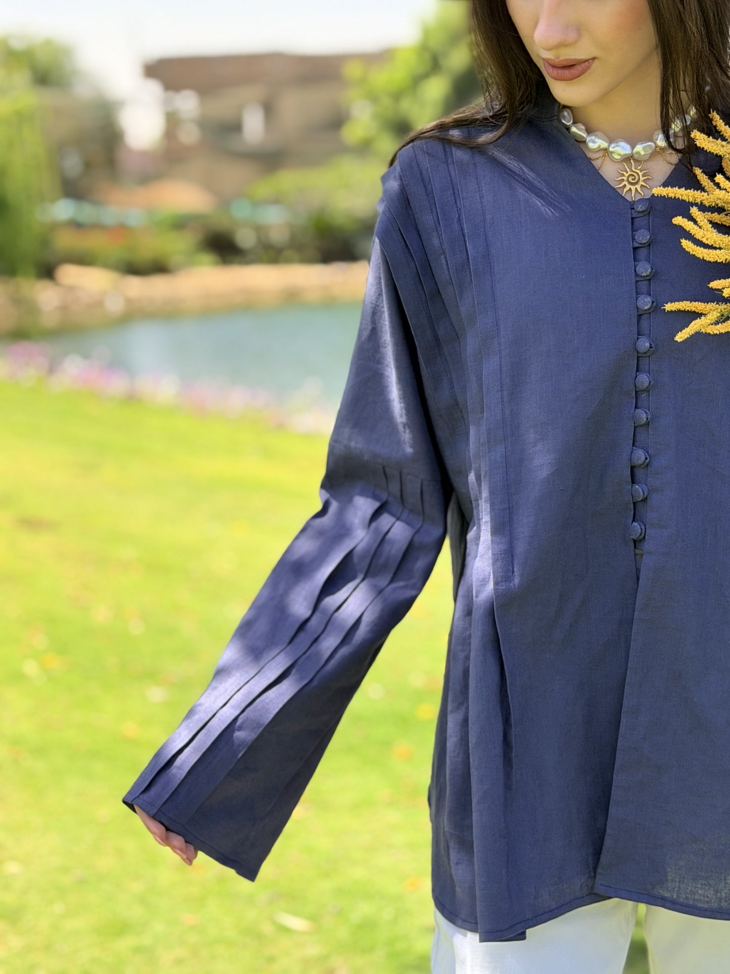 Ivory stripes in navy