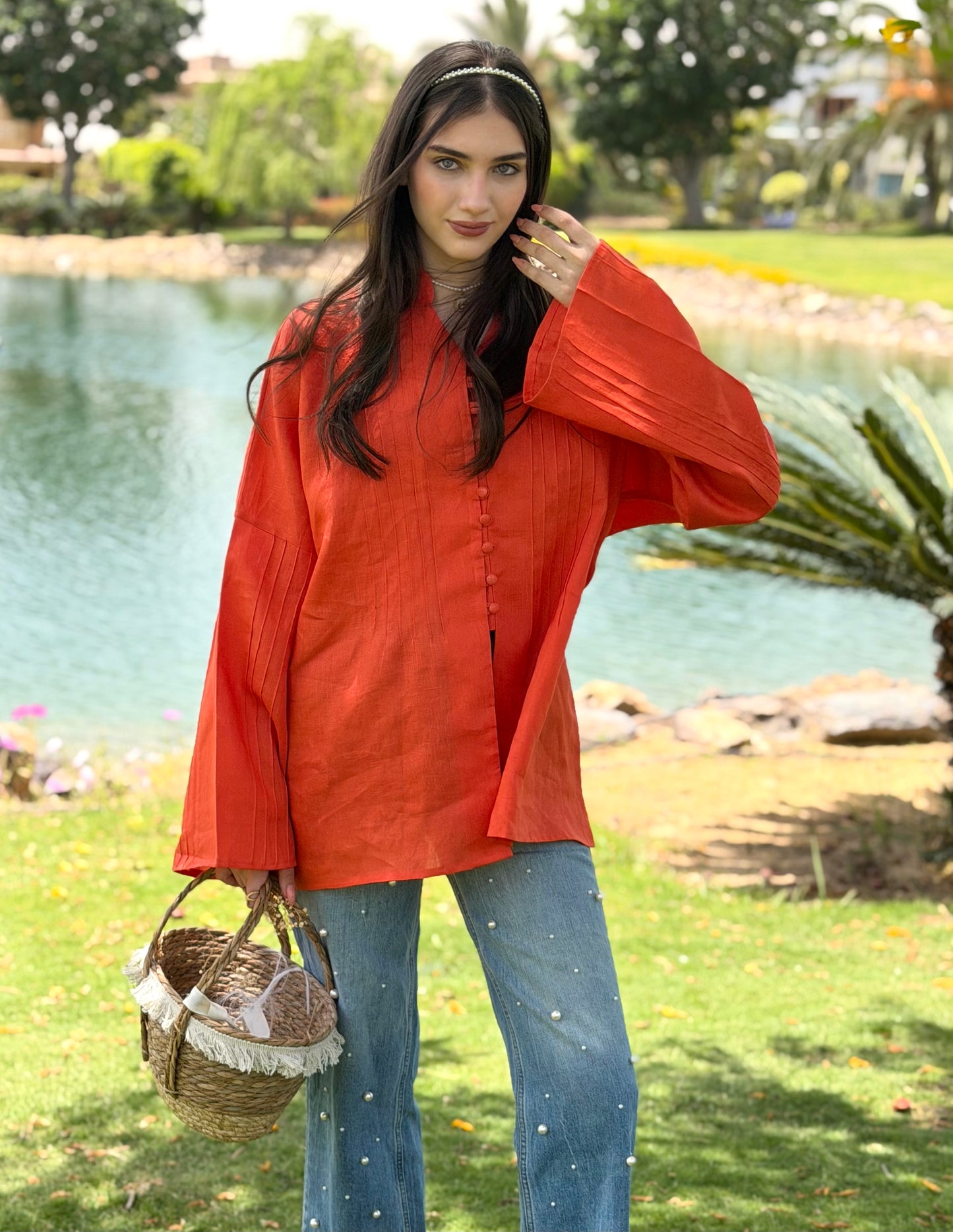 Ivory stripes in orange