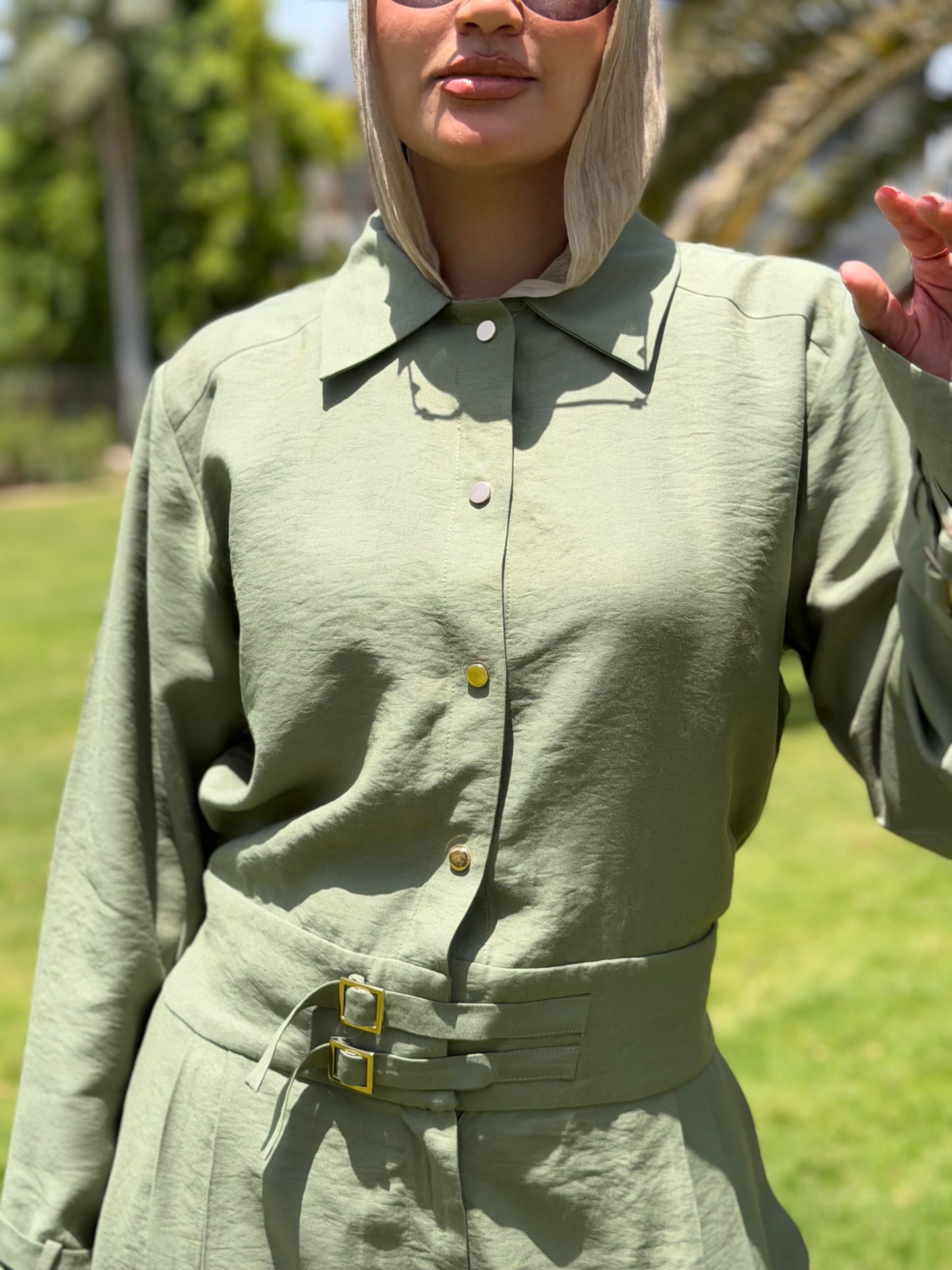 The olive jumpsuit