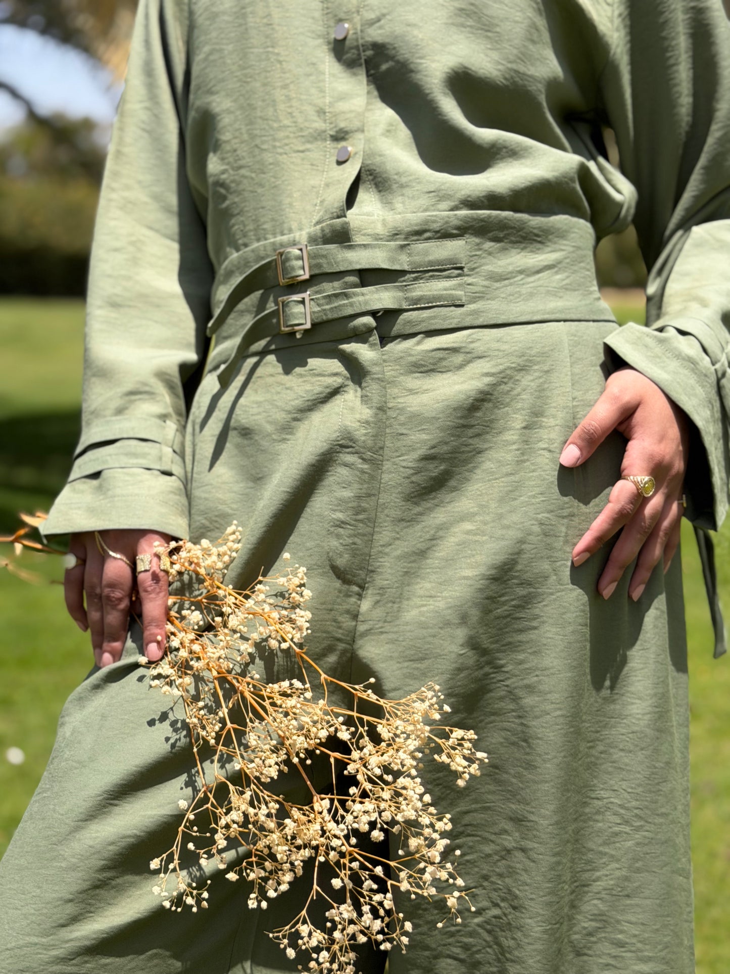 The olive jumpsuit