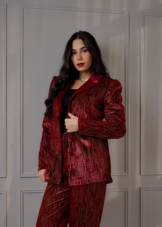 Maroon Celine Textured Set