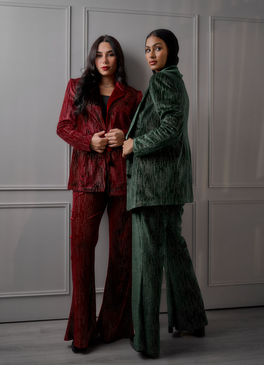 Maroon Celine Textured Set