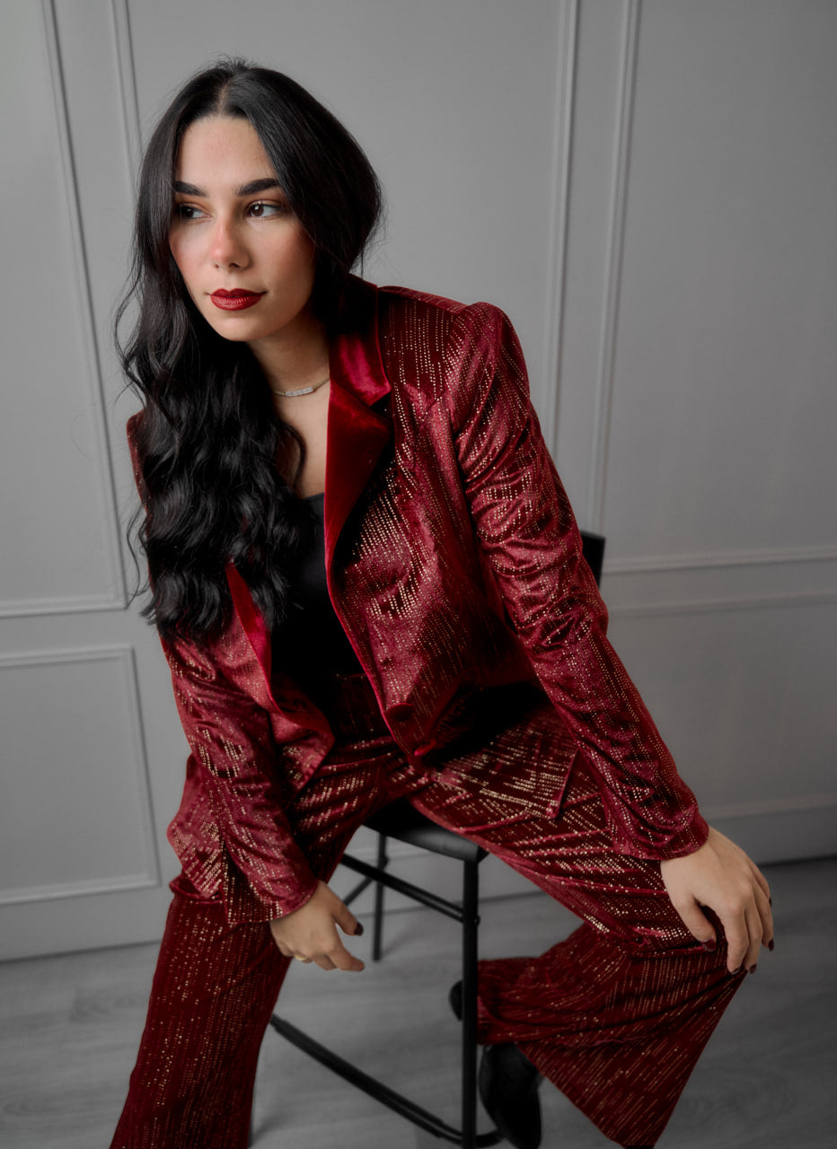 Maroon Celine Textured Set