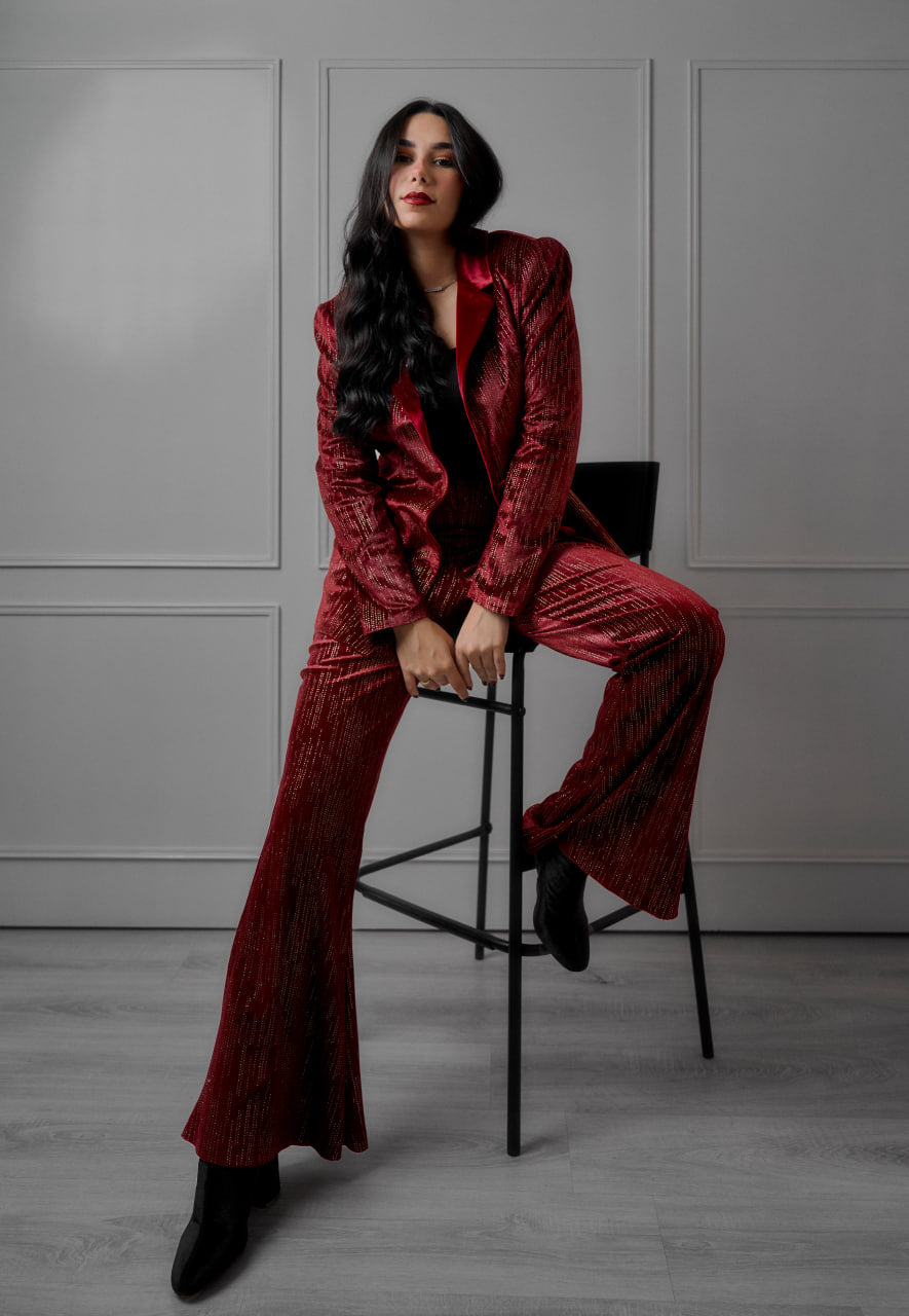 Maroon Celine Textured Set